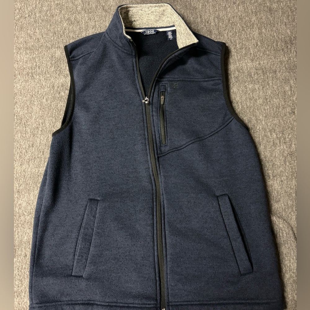 Blue IZOD casual full zip vest